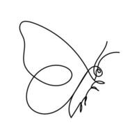 Butterfly continuous single line art outline Vector illustration and minimalist simple drawing