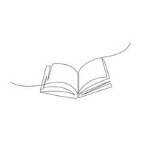 Vector in one continuous line drawing of book concept of education, library logo illustration