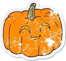 retro distressed sticker of a cartoon halloween pumpkin png