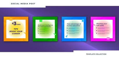 Tips social media tutorial, tips, post banner layout template colorful  background design element. Pro Vector