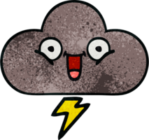 nuage d'orage cartoon texture grunge rétro png