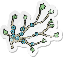 retro nödställda klistermärke av en tecknad blommande gren png