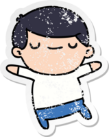 distressed sticker cartoon of kawaii cute older man png