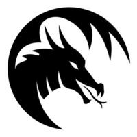 Round dragon logo. Graphic black and white illustration. vector