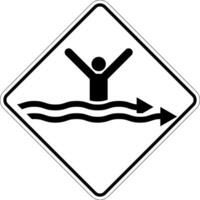 Water Safety Sign Warning - Strong Currents vector