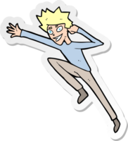 adesivo de um homem pulando de desenho animado png