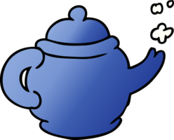 gradient cartoon doodle of a blue tea pot png