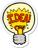 sticker van een cartoon idee gloeilamp symbool png