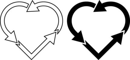 outline silhouette Recycle heart icon vector