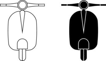 front view motor scooter icon set vector