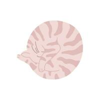 Cute cat sleeping curled up. Vector hand-drawn illustration.