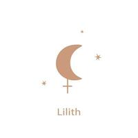 Astrological symbol, Lilith Black Moon, apogee point of lunar orbit. vector