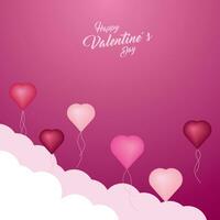 Background design with three-dimensional hearts and clouds. Place for text. Happy Valentine's Day sale header. vector