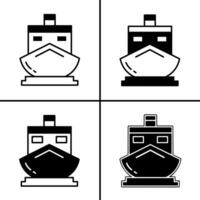 Vector black and white illustration of ship icon for business. Stock vector design.