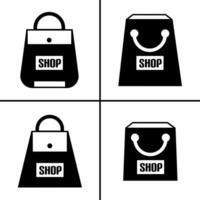 Vector black and white illustration of shopping bag icon for business. Stock vector design.