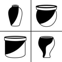 Vector black and white illustration of potted icon for business. Stock vector design.