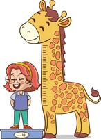 vector illustration of kids measure height for grow progress