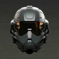 AI generated Modern and Futuristic War Helmet Isolated on Gray Background. Generative AI photo