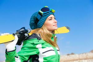 Beautiful skier woman photo