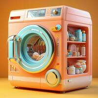 AI generated Cute Futuristic and Minimalist Washing Machine Illustration. Generative AI photo