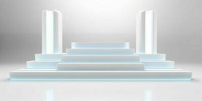 AI generated White 3D Room with Podium or Stand for Product Display. Futuristic Podium Scene. Generative AI photo