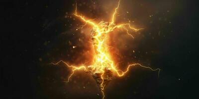 AI generated Energy Lightning. Thunderbolt Background. Generative AI photo