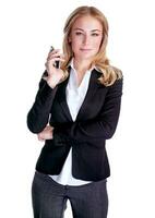 Business woman over white photo