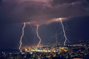 Beautiful lightning at night photo