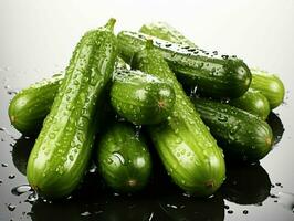 AI generated Fresh Cucumber with Water Droplets. Generative AI photo