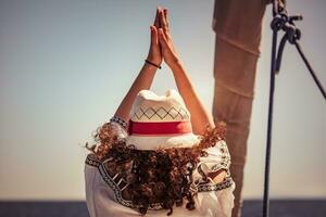 Woman doing yoga exercises photo