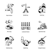 Bundle of Global Events Glyph Icons vector