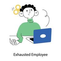 Trendy Exhausted Employee vector