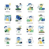 Bundle of Office Employees Hand Drawn Mini Illustrations vector