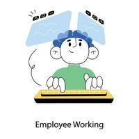 Trendy Employee Working vector