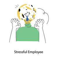 Trendy Stressful Employee vector