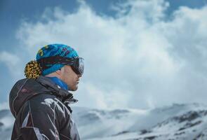 Active Man Enjoying Winter Landscape photo