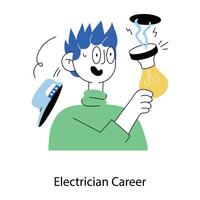 Trendy Electrician Career vector