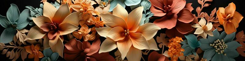 AI generated Beautiful 3D Flowers Illustration Background. Generative AI photo