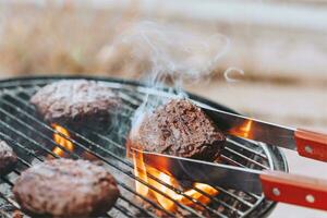 Making BBQ on a Backyard photo