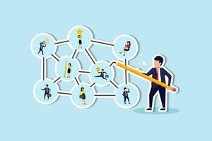 People networking for business opportunity, connect with team or friends, social media or business connection for success concept, businessman connecting line with chart or business people community. vector