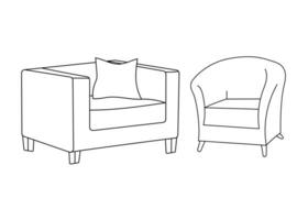 Sofa line Icons. Furniture design. Collection of sofa illustration. Modern furniture set isolated on white background. vector