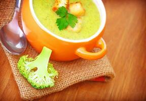 Healthy cream soup with broccoli photo