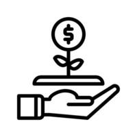 growth money and hand icon outline black style. Business and finance icons vector