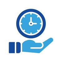 clock timer and hand icon outline black style. Business and finance icons vector