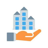 apartement icon and hand icon outline black style. Business and finance icons vector