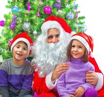 Adorable kids with Santa Claus photo