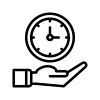 clock timer and hand icon outline black style. Business and finance icons vector