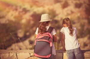 Kids enjoying hike photo