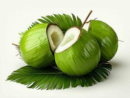 AI generated Fresh Green Coconut. Young Coconut Pieces. Generative AI photo