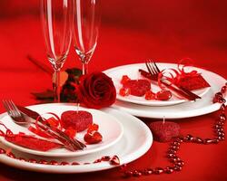 Romantic dinner with decorations photo